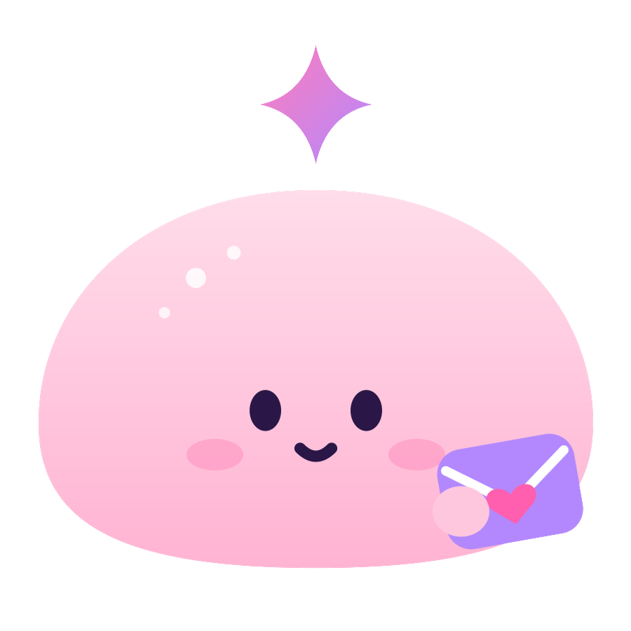 Mochi, holding an envelope